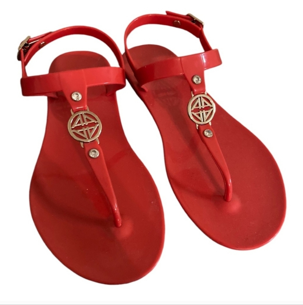 Red Sandals with Gold Accents